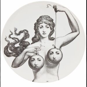 New In Box Fornasetti Wall Plate #182 Classy Contemporary Hand Painted Italy